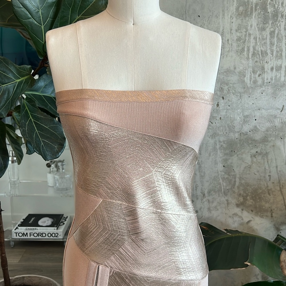 Herve Leger Strapless Dress Champagne - Picture 2 of 12